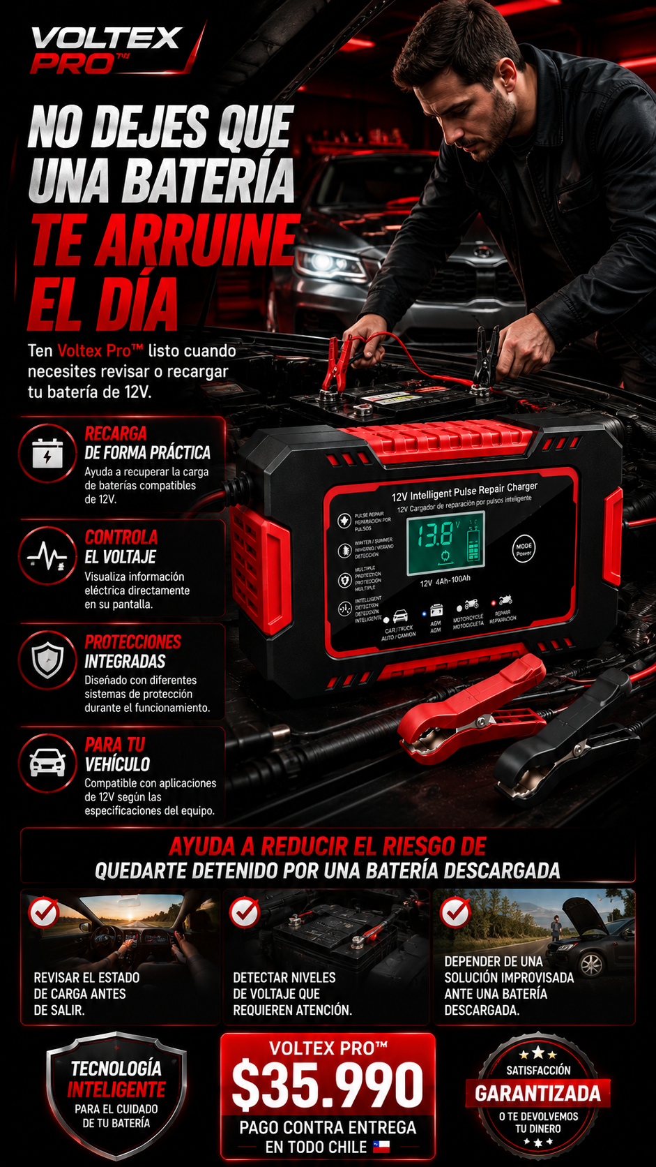VOLTEX PRO™ CARGADOR REPARADOR DE BATERIAS PARA AUTO