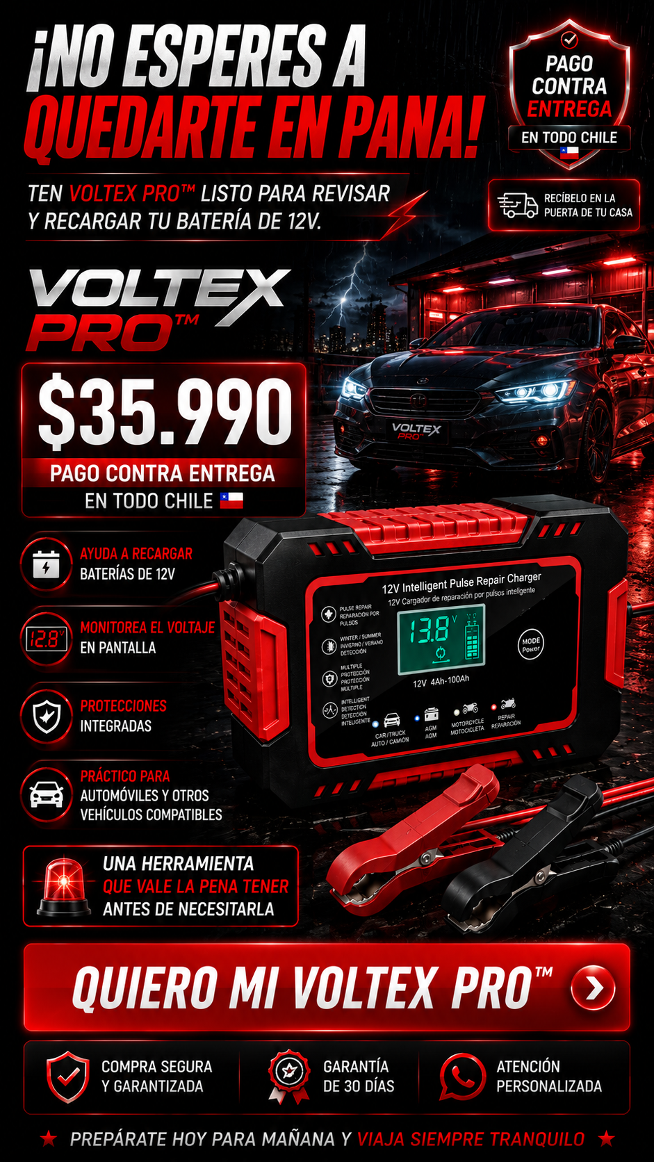 VOLTEX PRO™ CARGADOR REPARADOR DE BATERIAS PARA AUTO