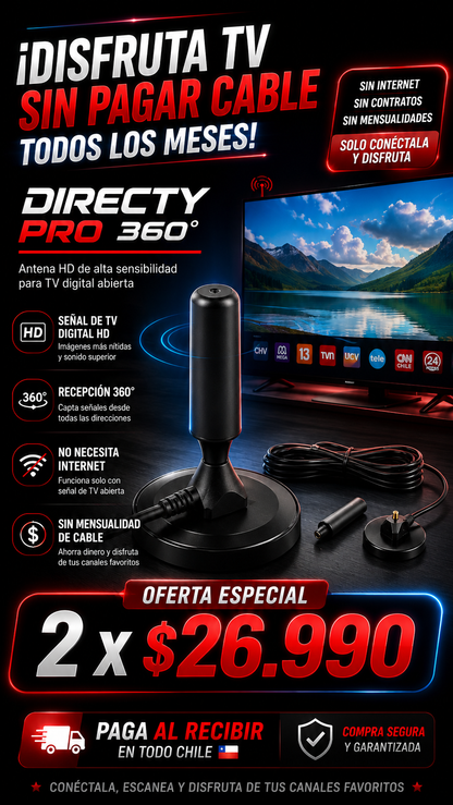 DIRECTY PRO 360º Antena TV Digital TDT 4K UHD Profesional