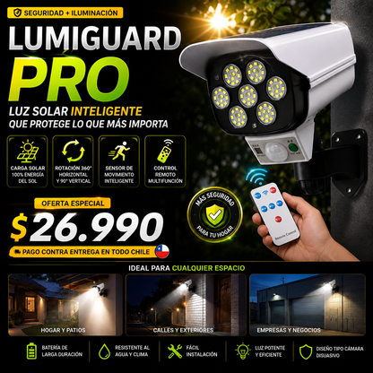 LumiGuard Pro - Foco Led solar tipo camara 360