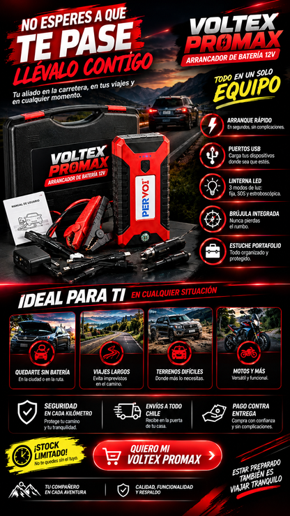 VOLTEX PROMAX - Arrancador de Batería portatil para Auto 12V