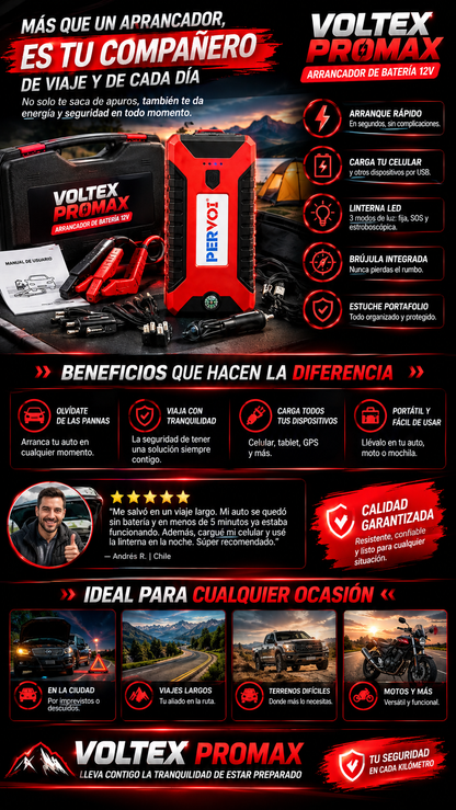 VOLTEX PROMAX - Arrancador de Batería portatil para Auto 12V