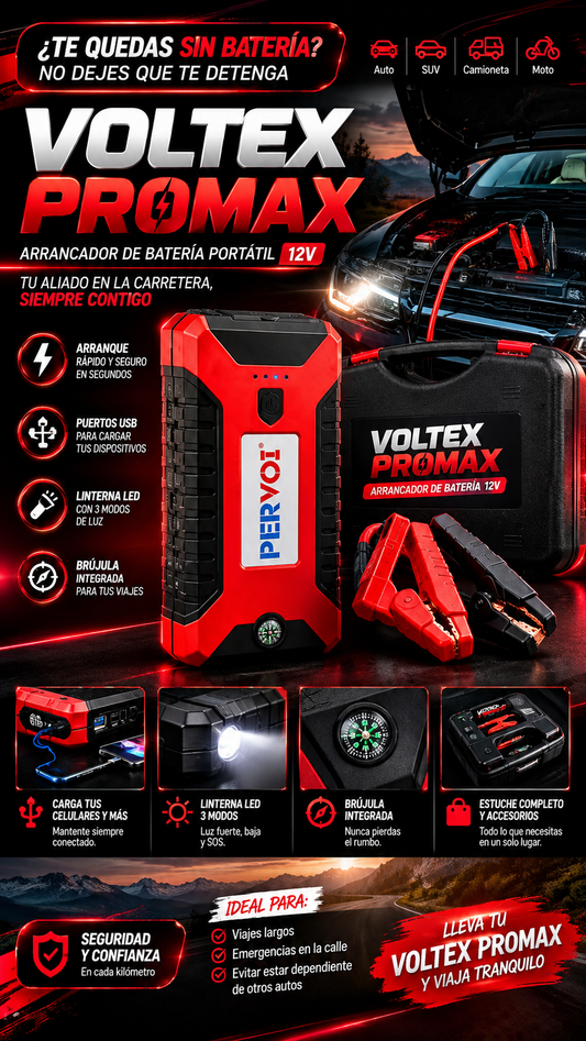 VOLTEX PROMAX - Arrancador de Batería portatil para Auto 12V