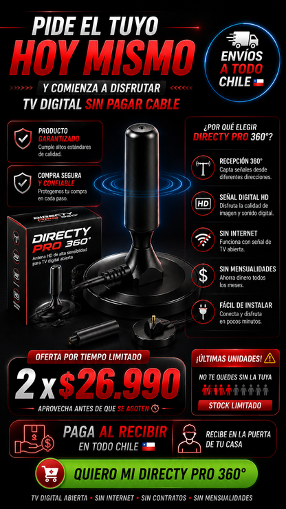 DIRECTY PRO 360º Antena TV Digital TDT 4K UHD Profesional