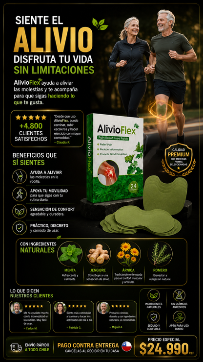 AliviaFlex Parches para Rodilla - caja de 10 unidades.